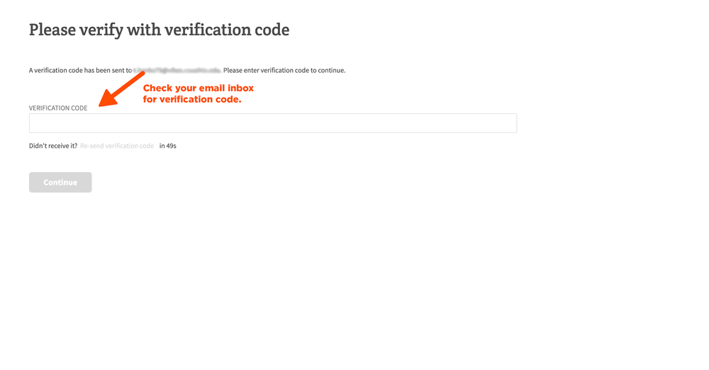 verification code screen