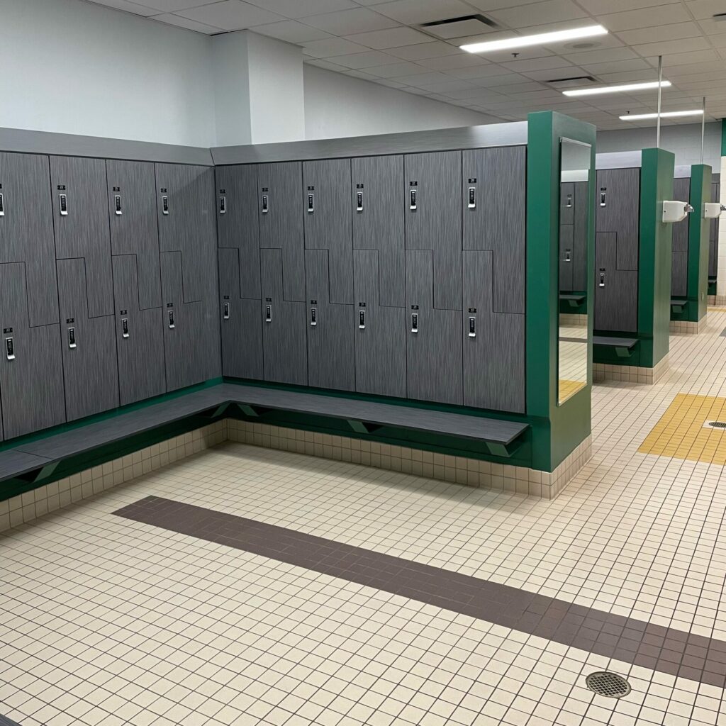 Our new lockers available in the locker rooms.